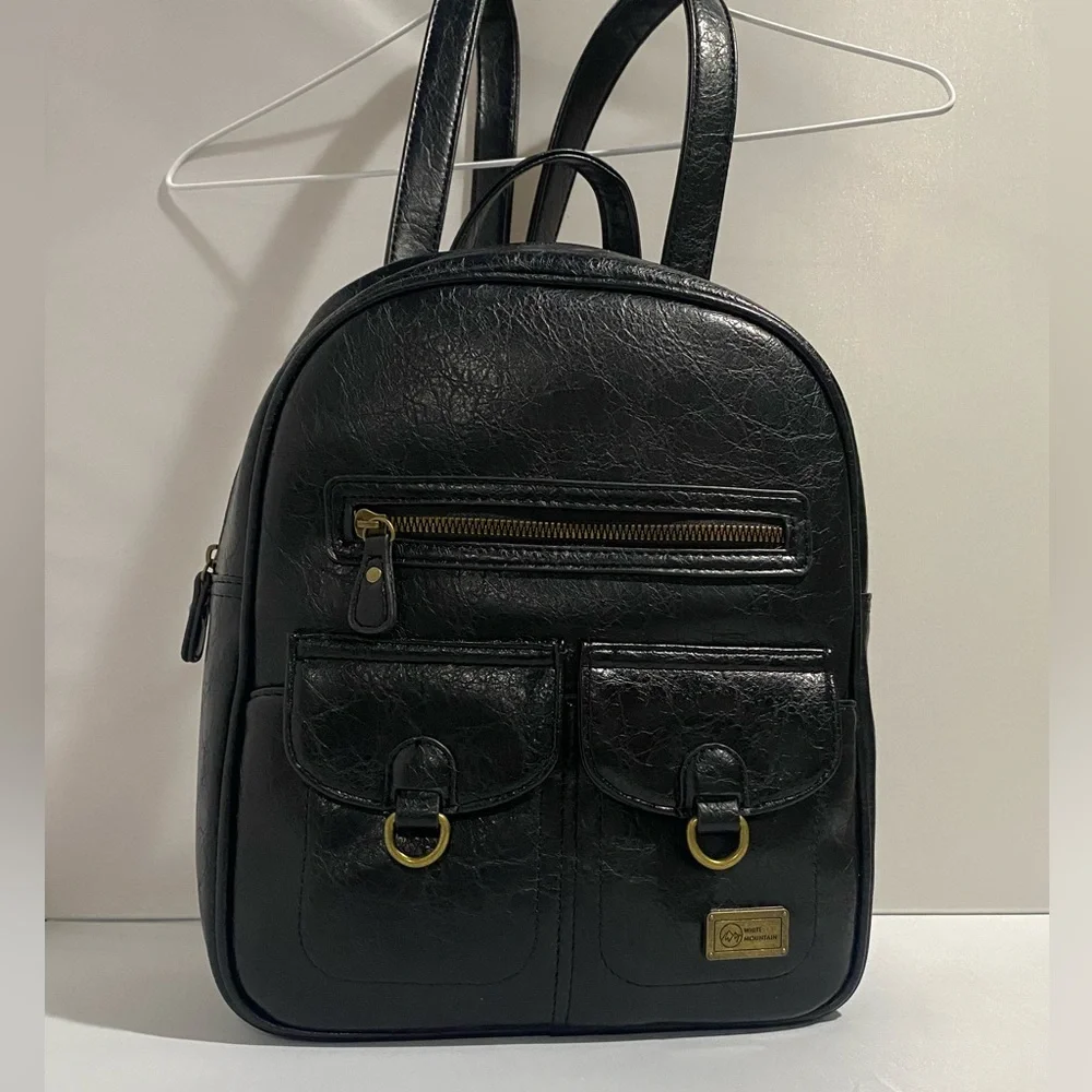 Black Vegan Leather Men's Backpack